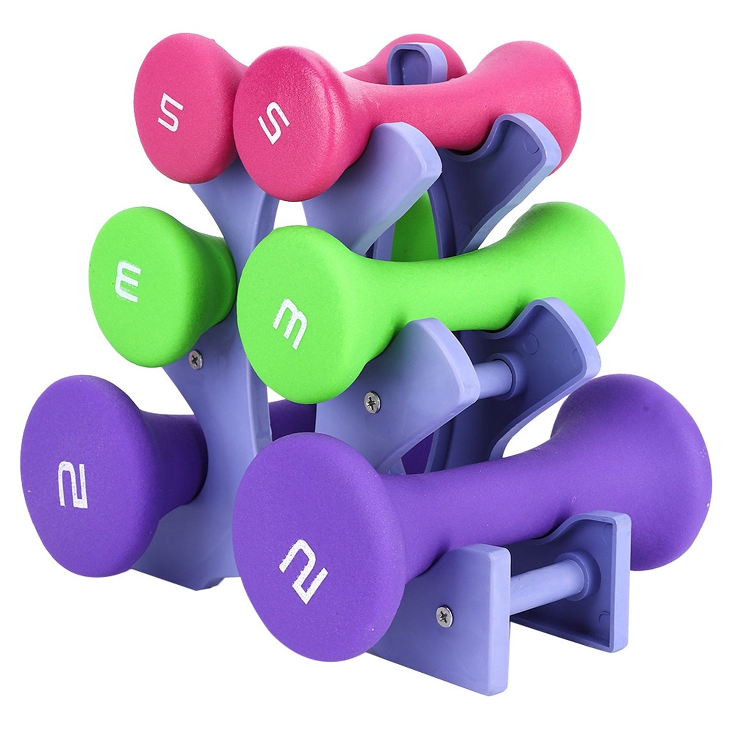 6pcs Hand Fitness Weights Set Holder Rack 2lb 3lb 5lb Bodybuilding Exercise Equipment