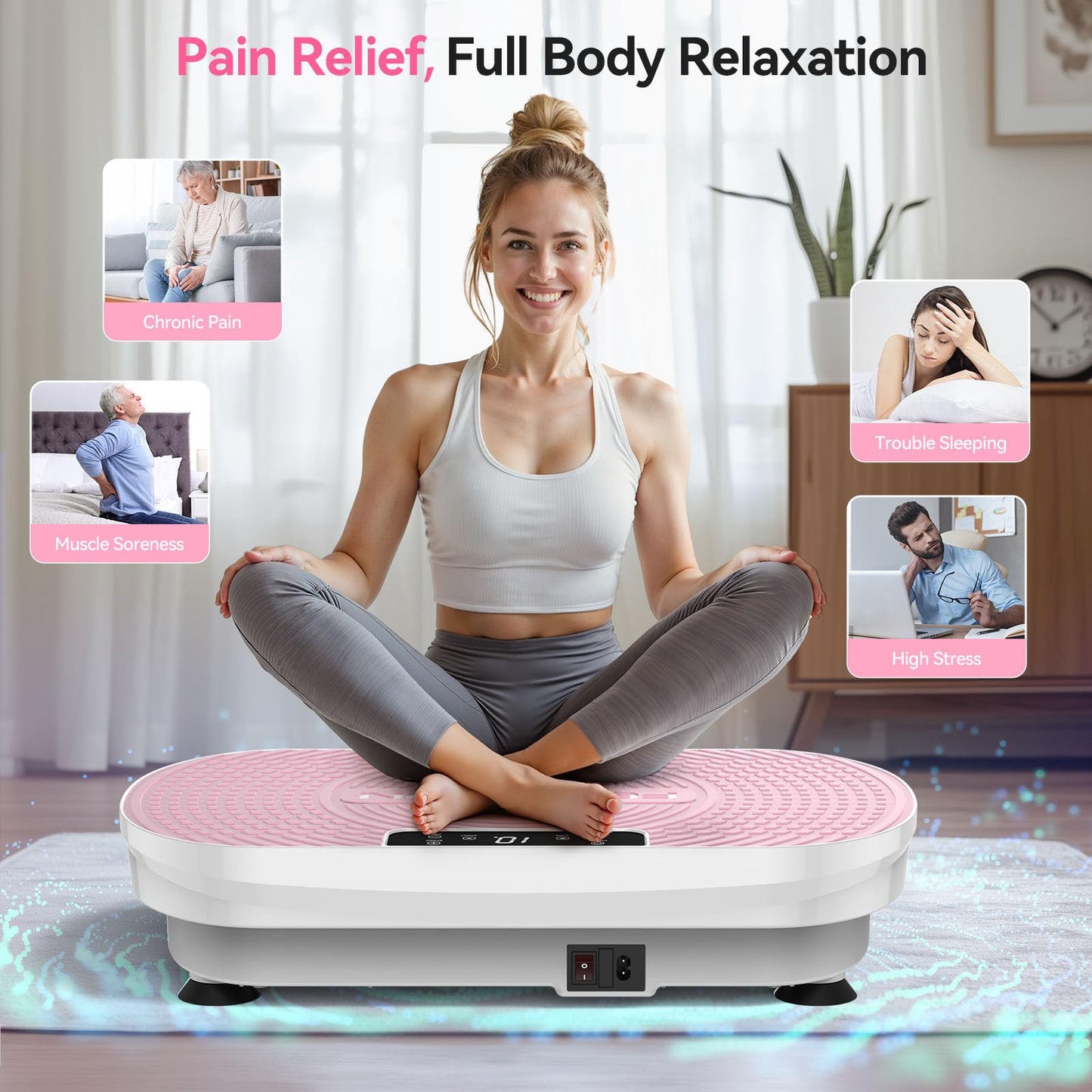 FEIERDUN Vibration Plate Exercise Machine, Vibration Plate for Lymphatic Drainage, Power Plate Vibration Platform for Weight Loss, Toning & Wellness-Black