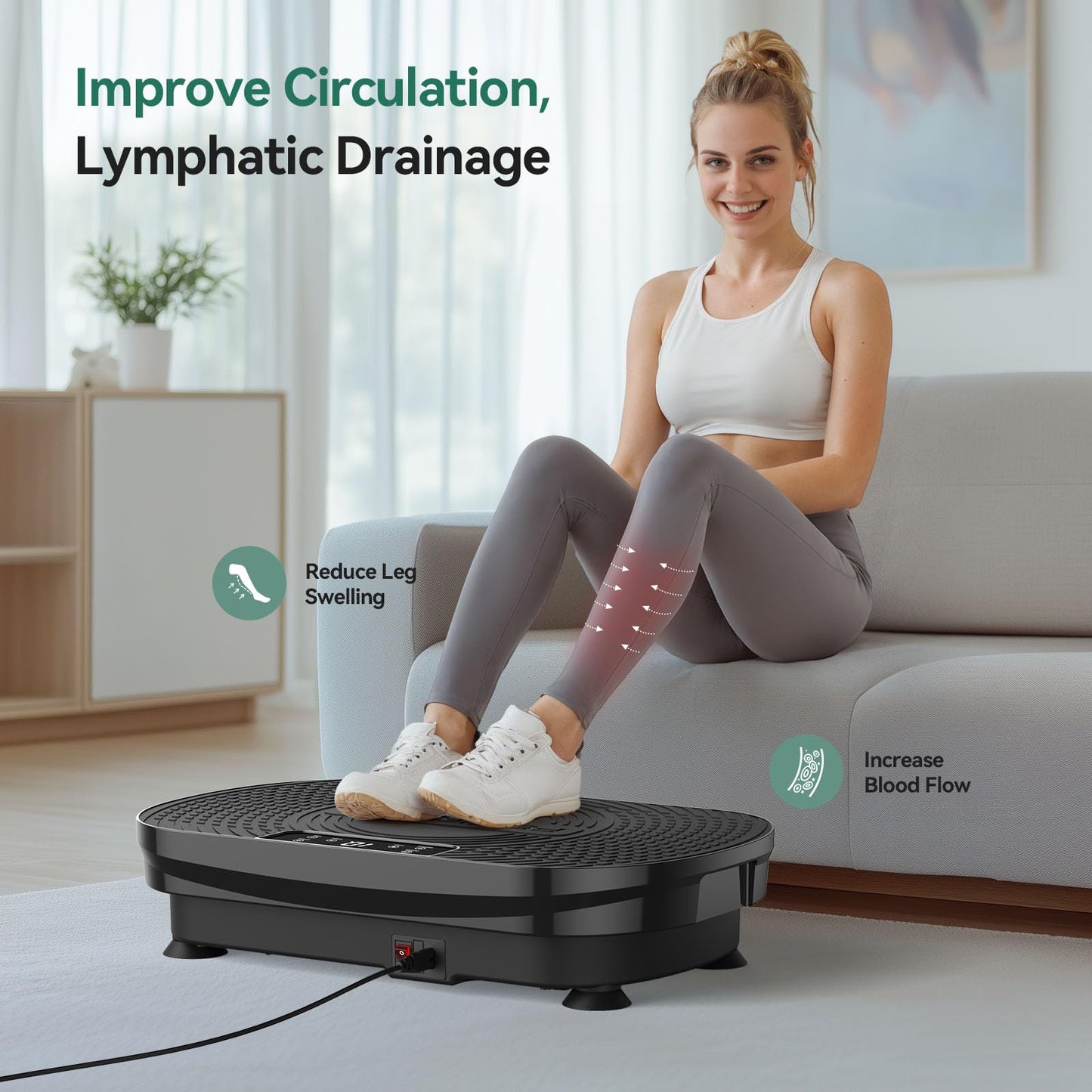 FEIERDUN Vibration Plate Exercise Machine, Vibration Plate for Lymphatic Drainage, Power Plate Vibration Platform for Weight Loss, Toning & Wellness-Black