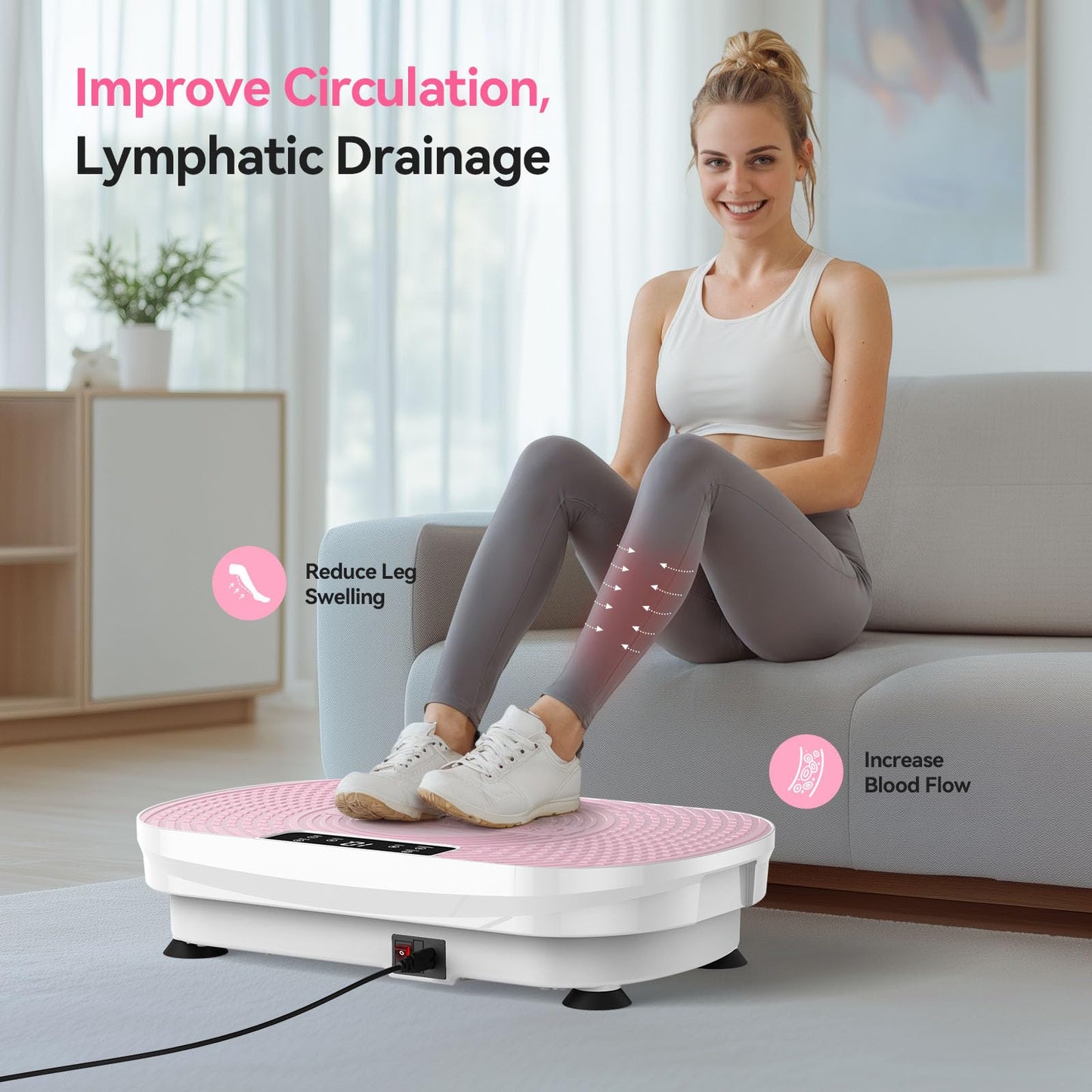 FEIERDUN Vibration Plate Exercise Machine, Vibration Plate for Lymphatic Drainage, Power Plate Vibration Platform for Weight Loss, Toning & Wellness-Black