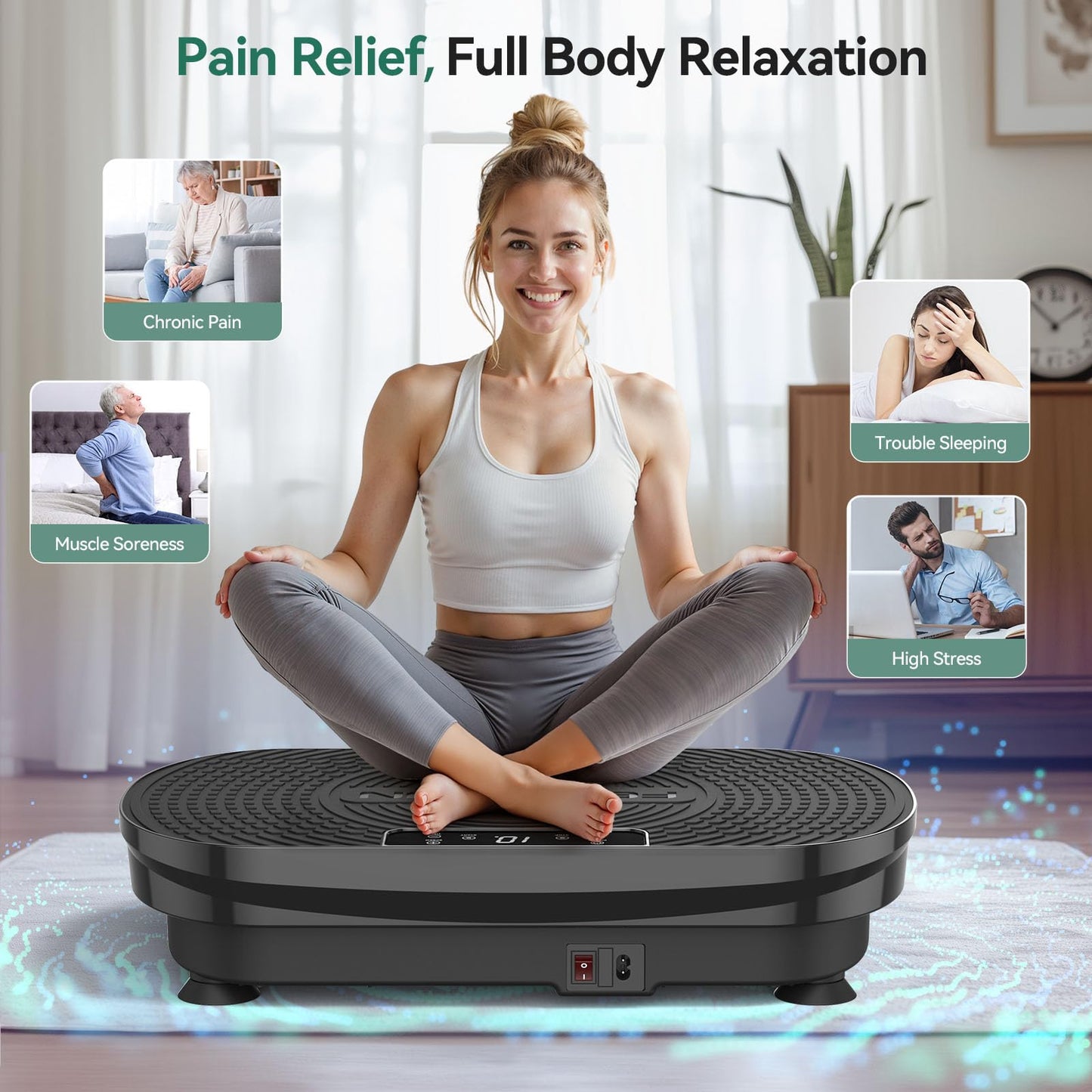 FEIERDUN Vibration Plate Exercise Machine, Vibration Plate for Lymphatic Drainage, Power Plate Vibration Platform for Weight Loss, Toning & Wellness-Black