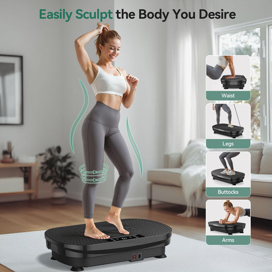 FEIERDUN Vibration Plate Exercise Machine, Vibration Plate for Lymphatic Drainage, Power Plate Vibration Platform for Weight Loss, Toning & Wellness-Black