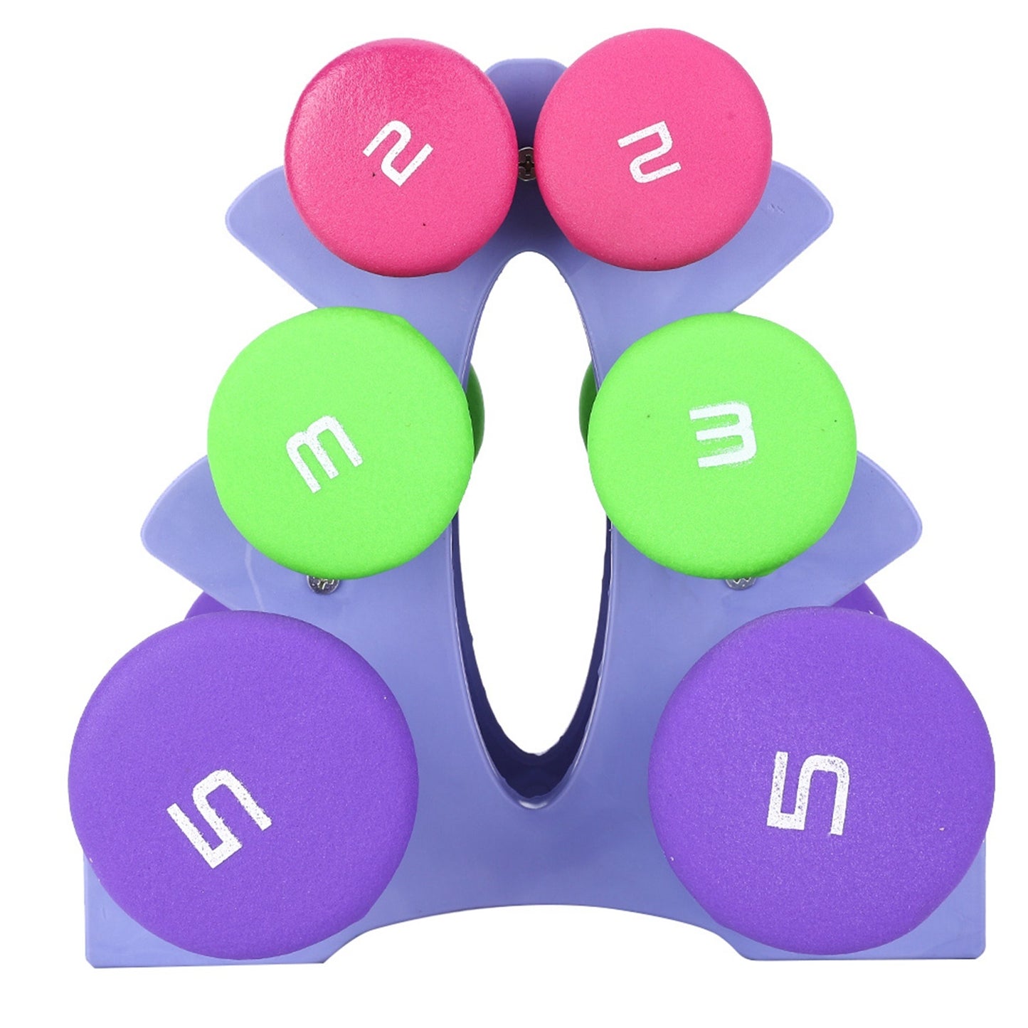 6pcs Hand Fitness Weights Set Holder Rack 2lb 3lb 5lb Bodybuilding Exercise Equipment